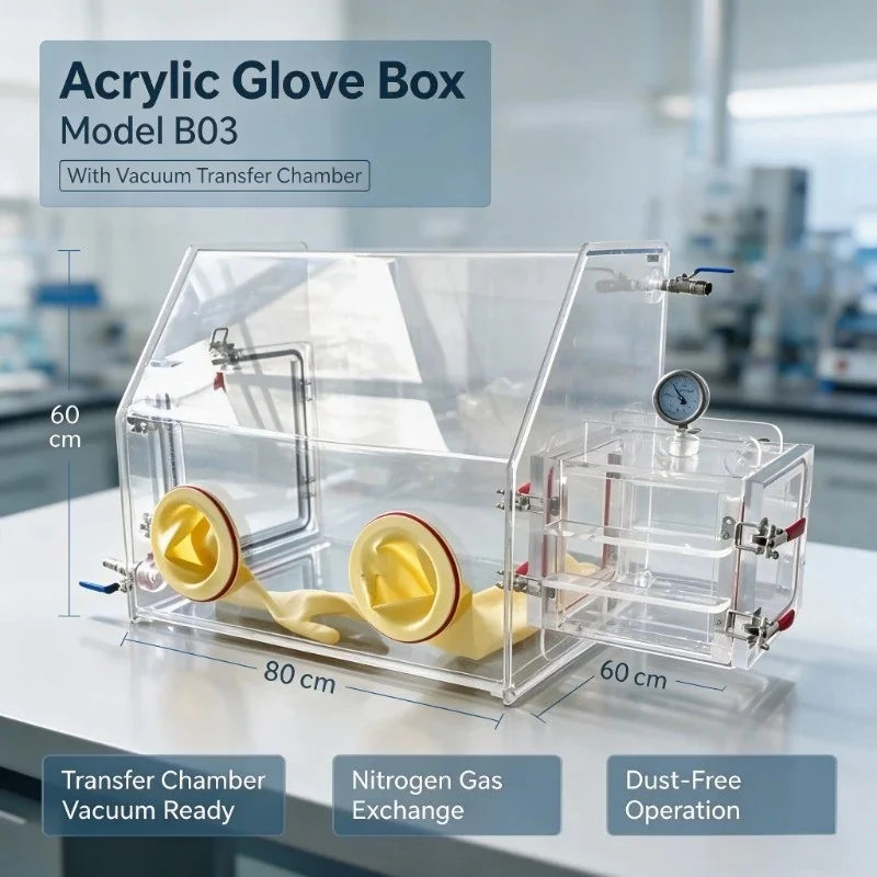 Acrylic Anaerobic Glove Box Dust Free Lab Nitrogen Inert Gas Sealed Chamber Simple Cell Inoculation Work Cabinet - view 4