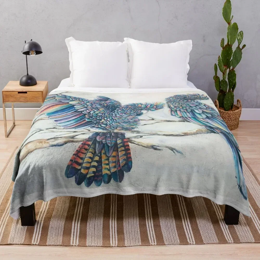 

Black Cockatoo Pair - Rainbow Throw Blanket Ultra Plush Cozy Blanket for Napping Sleeping