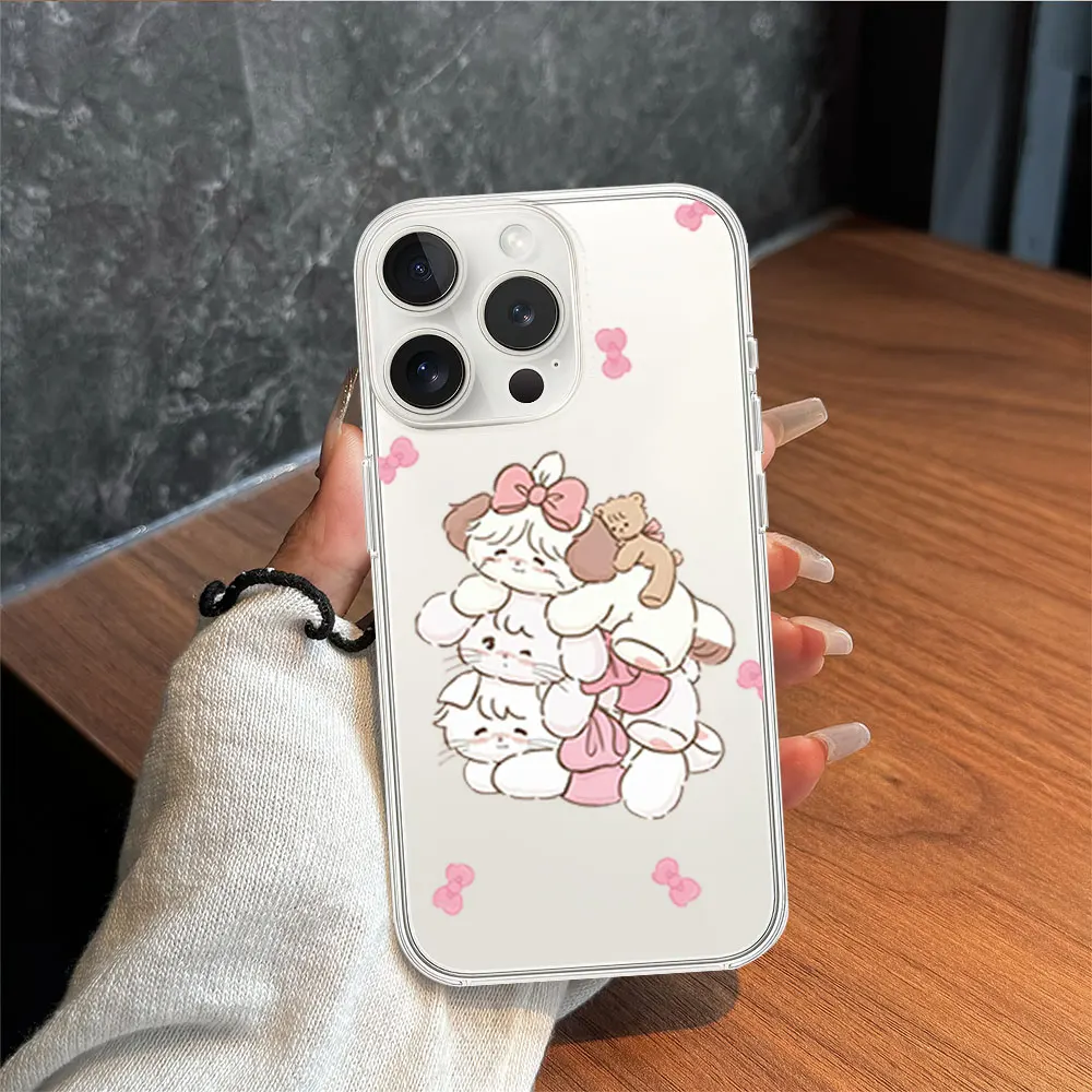 Cartoon M-Mikko Family Portrait Phone Case for iPhone 11 12 13 14 15 16 Max Pro Plus Transparent Soft Shell