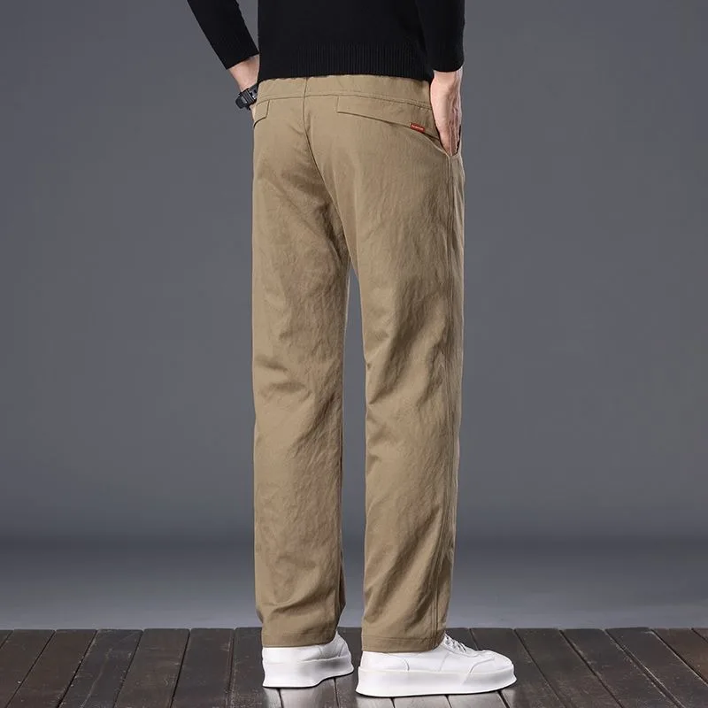 ربيع الخريف نمط جديد فضفاض مستقيم مطاطا رجال الأعمال سراويل تقليدية شعبية سراويل الصيف مريحة متعددة الاستخدامات #6