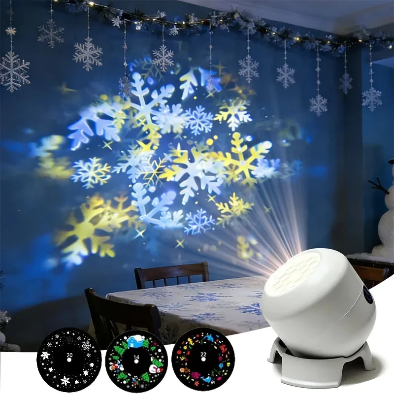 LED Dynamic Projector USB Rechargeable Projection Night Light Adjustable Lighting for Home Christmas Parties Floor and Ceiling