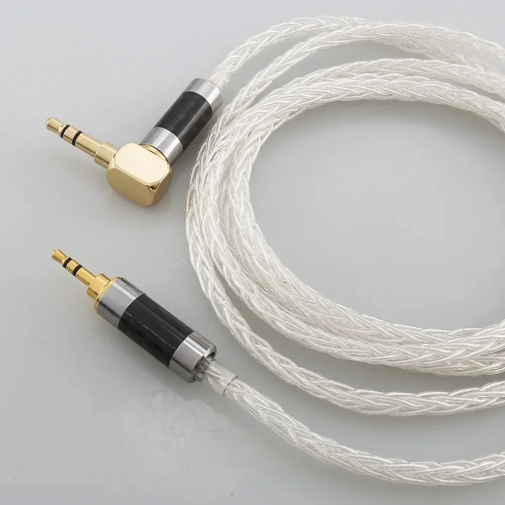 Cable de plata 100% pura, enchufe estéreo de 2,5mm a Cable de Audio macho estéreo TRS de 3,5mm y 1/8 "para estéreo domésticos, estéreo de coche, altavoz