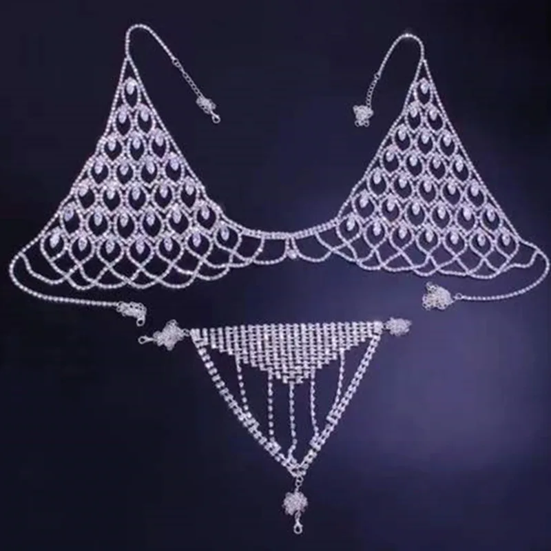 Sexy Bikini Body Chain Sling Bra Chain Fringed Crystal Chest Chainпортупея Makeup Dance Belly Dance Beach outfit Body Jewelry
