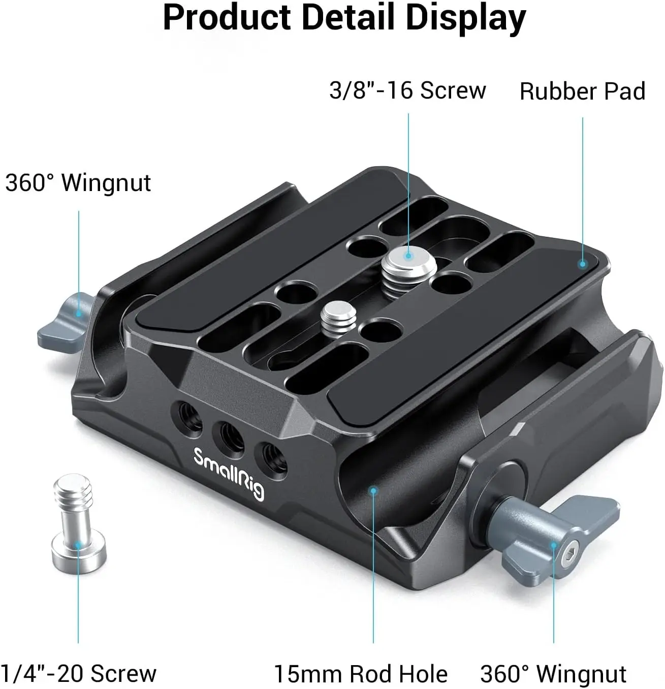 

SmallRig Universal LWS Baseplate Compatible with DSLR and Mirrorless Camera Cages, Comes with Dual 15mm Rod Clamp - 3357