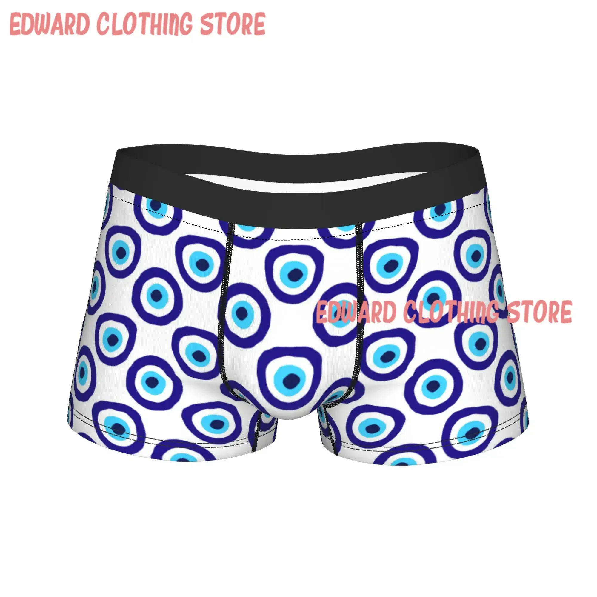 Custom Evil Eye Ethnic Pattern Mystic Greek Amulet Turkish Underwear Men Panties Soft Trend Trunk Trenky Shorts Briefs Plus Size