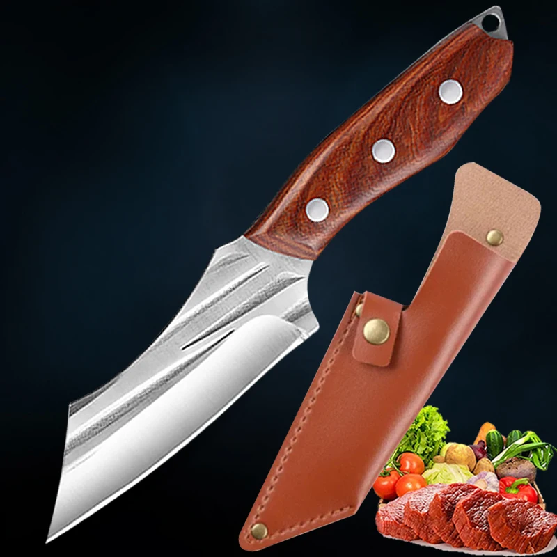 Knives Cooking Forged Knives Meat Knife Stainless Steel Butcher Knife Boning Knives for Kitchen Chef Knife BBQ Tools with Cover