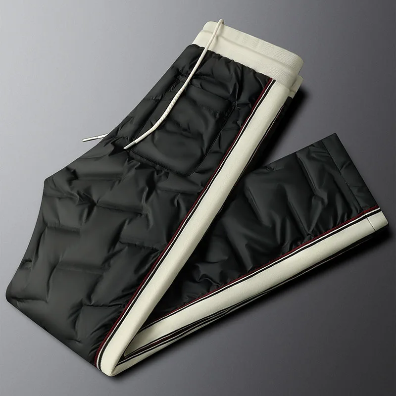 Light luxury straight down pants, thickened and warm in winter, outdoor light and soft white duck down trousers to protect again