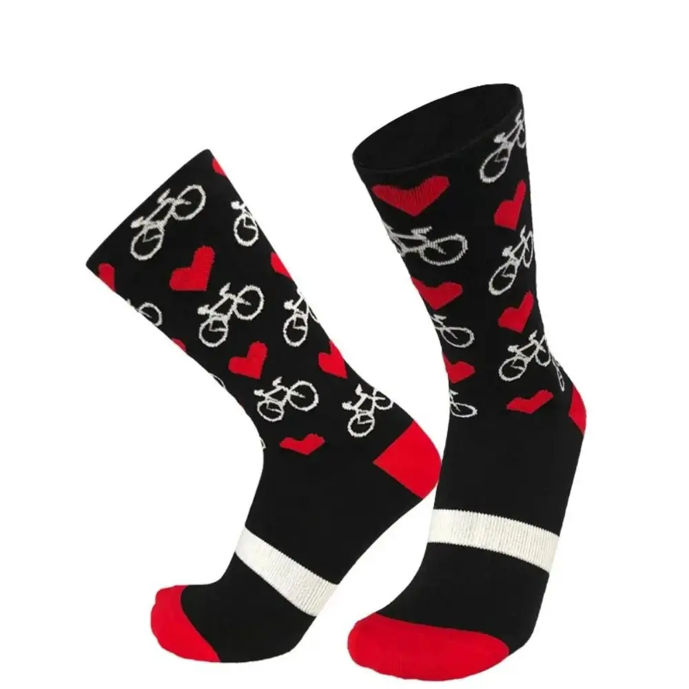 

Nylon Compression Road Bicycle Socks Heart Pattern Breathable Cycling Socks Non-slip Outdoor Sport Running Socks Men Women