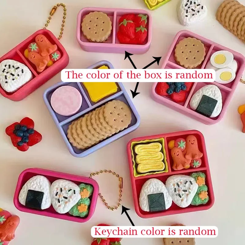 Imitation Sushi Clicker Keychain Bag Pendants Decoration Delicious Food Lunch Box Key Ring Stress Relief 2027 Christmas Gifts