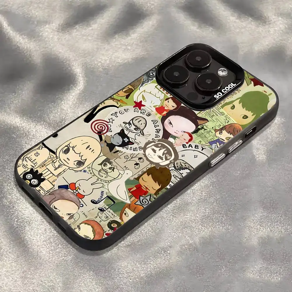 حافظة هاتف لطيفة Y-Yoshitomo Nara حافظة هاتف أرضية رائعة لهاتف آيفون 16 12 13 14 15 11 ماكس برو بلس ليزر IMD لون شل #6