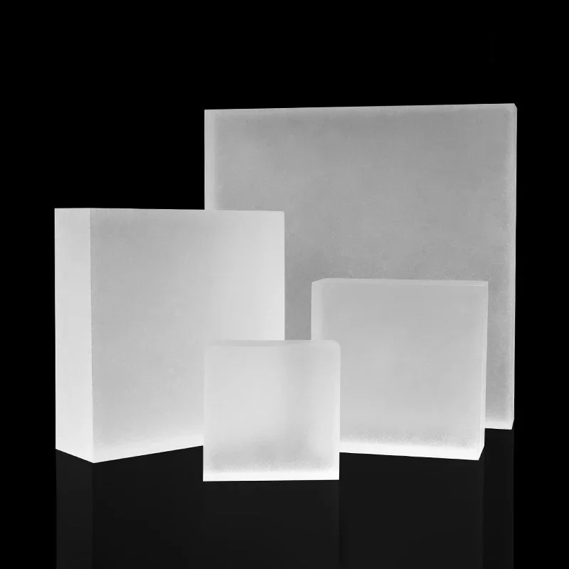 yesFrosted Textured Base Acrylic Square Block Pedestal Cube Column, Jewelry Cosmetics Perfume Display Stand Photography Holder
