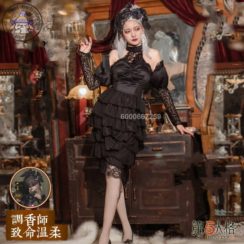 

Identity V Game Vera Nair Perfumer Cosplay Costume Deadly Tender Elegant Black Formal Dress Sweet Role Play Clothing New