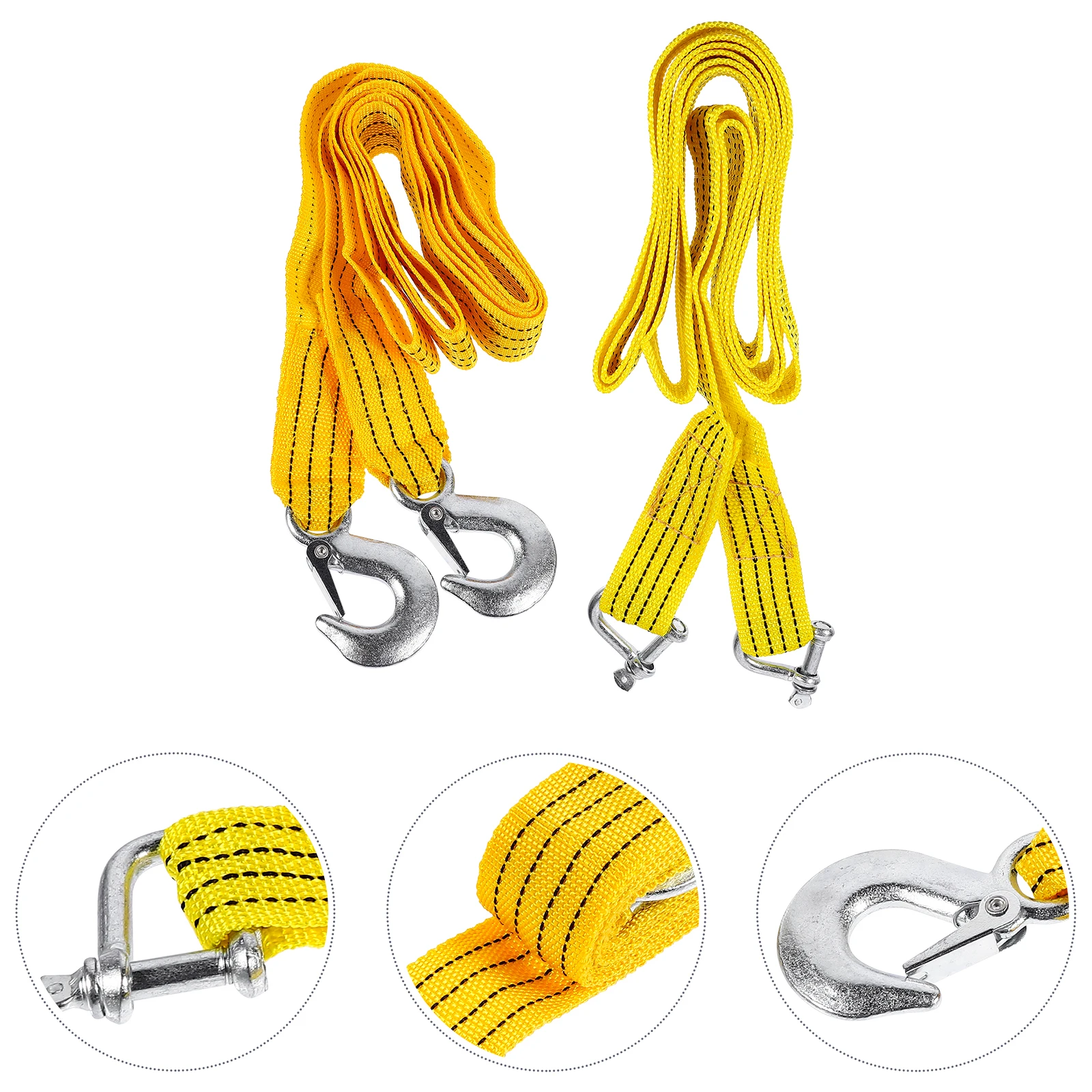 

2pcs Fluorescent Tow Rope 3m U Bolt 3m Eagle Hook Powerful Trailer Rope for Car Emergency Nylon Anti Vibration