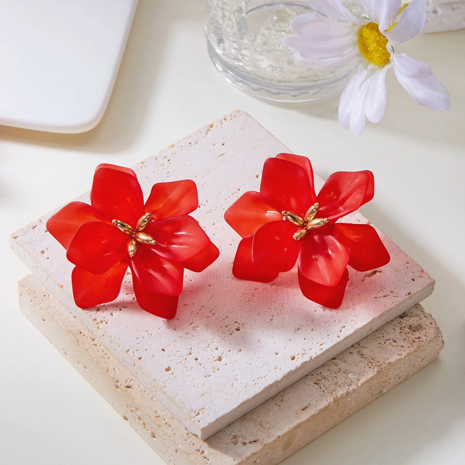 Übertriebene weiße Blumen-Ohrringe für Frauen, trendige Böhmen, bunte Blumen-Ohrstecker, Vintage-Schmuck, Hochzeits-Party-Geschenke – Detail 15