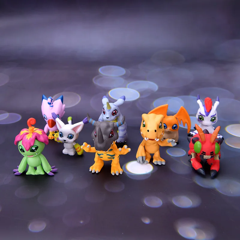 9pcs/lot Anime Digimon Adventure Figures Tailmon Gomamon Piyomon Agumon Patamon Gabumon Tentomon Palmon Model Toy