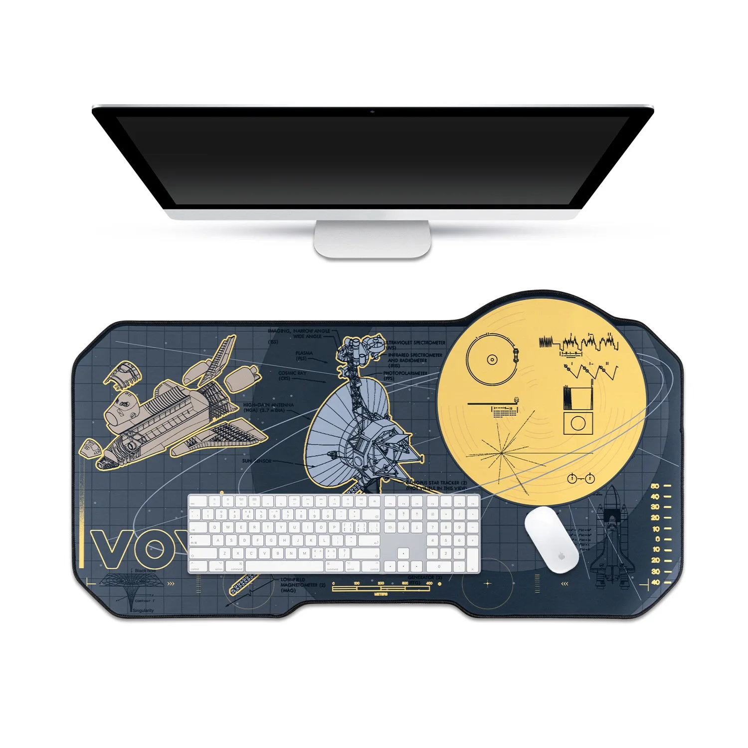 Tappetino per mouse originale stile Voyager - Tappetino da scrivania a forma personalizzata per giochi XXL Base antiscivolo Superficie impermeabile per la configurazione dell'ufficio di giochi per PC