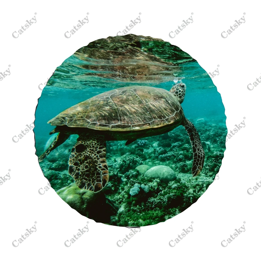 Roaming Sea Turtles Car Spare Tire Cover Waterproof Protect for Truck SUV Trailer Auto Accessories Camping Decoration 14-17inch