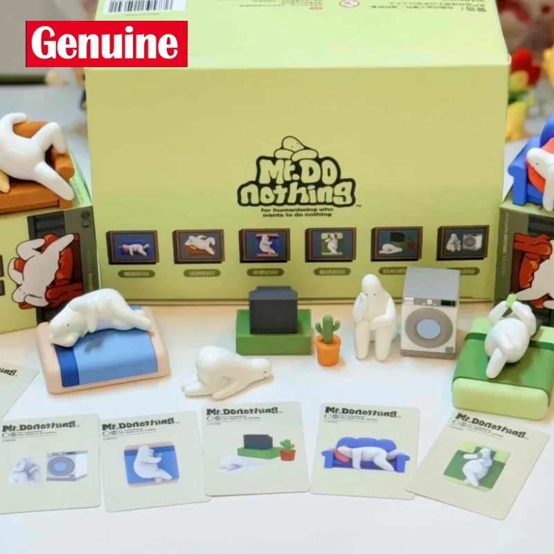 Tuan yang Asli Donothing Tuan Malas. Berbaring Datar Rumah Kotak Buta Internet Patung Terkenal Dekorasi Desktop Kantor Mainan Koleksi