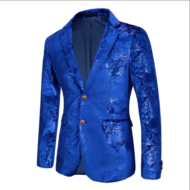 Qj Cinga Men Boutique Business Wedding Party Dress Suit Jacket Black / Blue Fashion Men\'s Gold Velvet Blazer Large Size 5XL