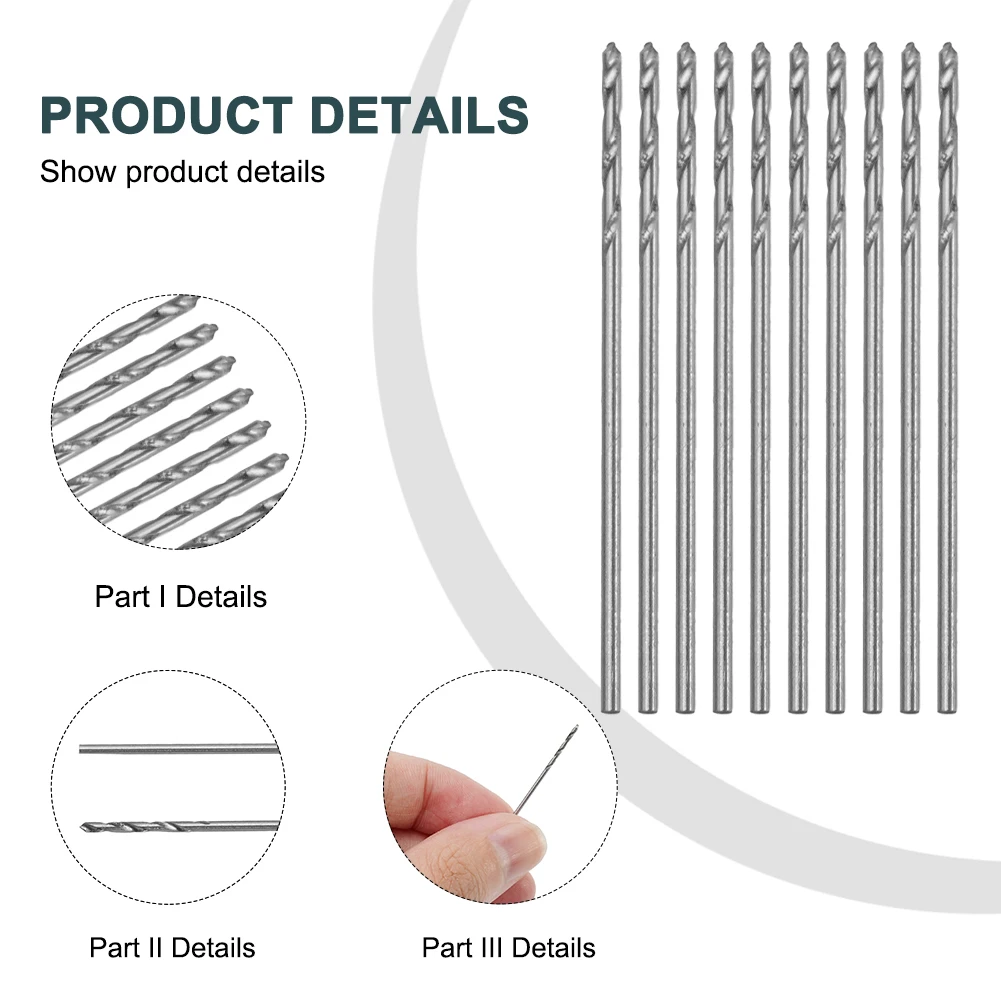 Broca Set Kit de Ferramentas para Perfuração, End Mill, Haste Reta Espiral, Peça de Ferramentas Elétricas, Alta Qualidade, 1.0mm