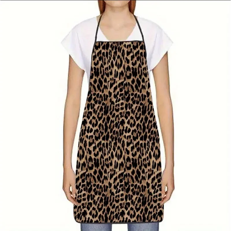 1pc Apron with Fashion Leopard Print, Suitable for Men And Women'S Home Kitchen Use