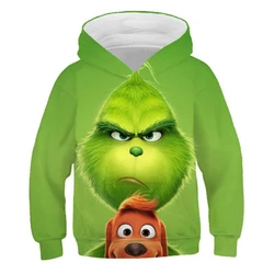 Grinch 2024 Kids 3D Hoodies Sweatshirt Long Sleeve Children's Cloth Boys/Girls Cartoon Cool Tops Pullover Hoodies & Sweatshirts