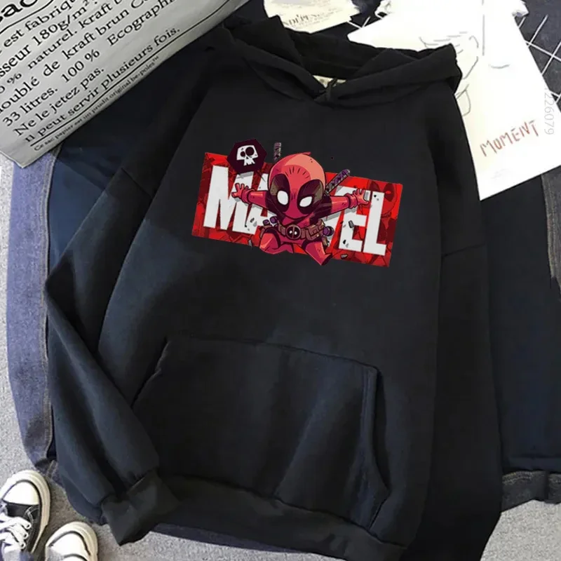 Disney Marvel Print Women Hoodies Hipster Black Spiderman Pullover Streetwear Autumn Harajuku Sweatshirt Top Clothing for Female