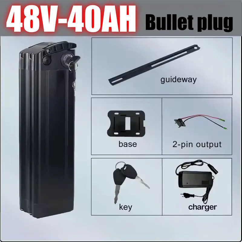 36V 48V52V 40ah Fahrad Silver Fish Akku Accu 20/30/40ah 48V Lithiumbatterij Motorbereik 250-1500W, Automotive-grade batterijcellen