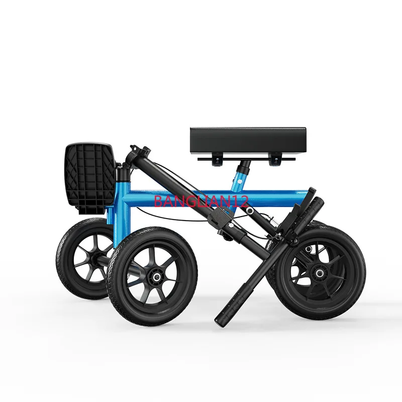10 inch sit and push shock-absorbing knee bike with foldable foot pedals for single leg injured knee assistance