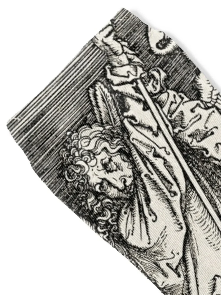 سانت مايكل قتال التنين من نهاية العالم الحبر القرون الوسطى الفنون الجميلة خمر ورقة Albrecht Dürer HD جوارب عالية الجودة #2