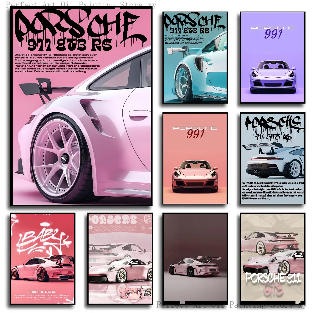 Luxury Classic Latest Sports Car 911 GT3 RS Poster Paper Print Home Living Room Bedroom Entrance Bar Cafe Art Painting Decoratio