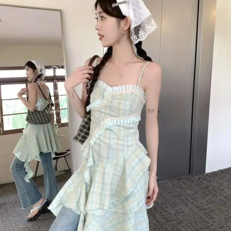 

French Sweet Style High-End Irregular Dress Women 2025 Summer New Niche Design High-End Waist-Hugging Short Skirt