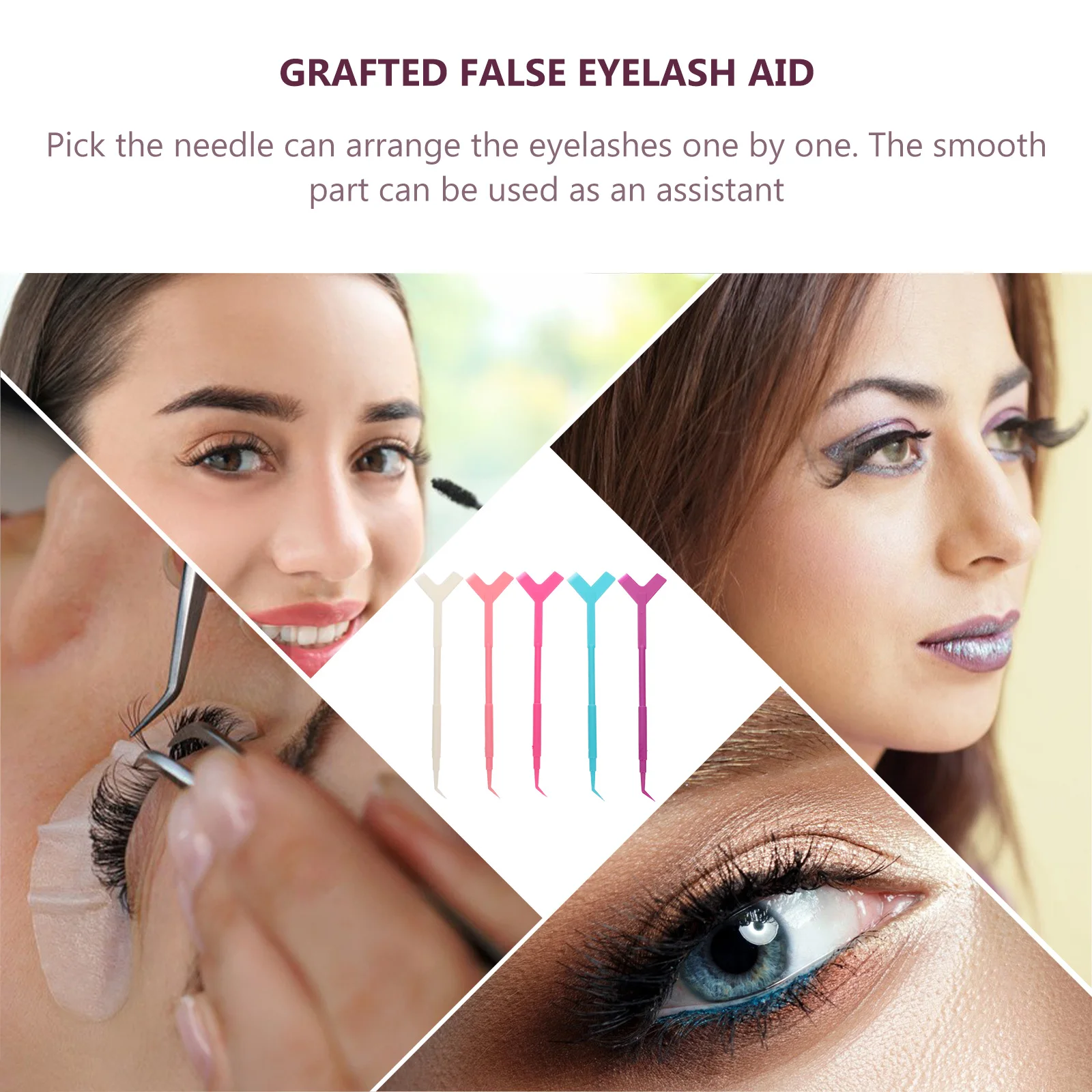 

50 Pcs False Eyelash Tool Comb Separator Extension Lifting Tools Triple Abs Rod Brush