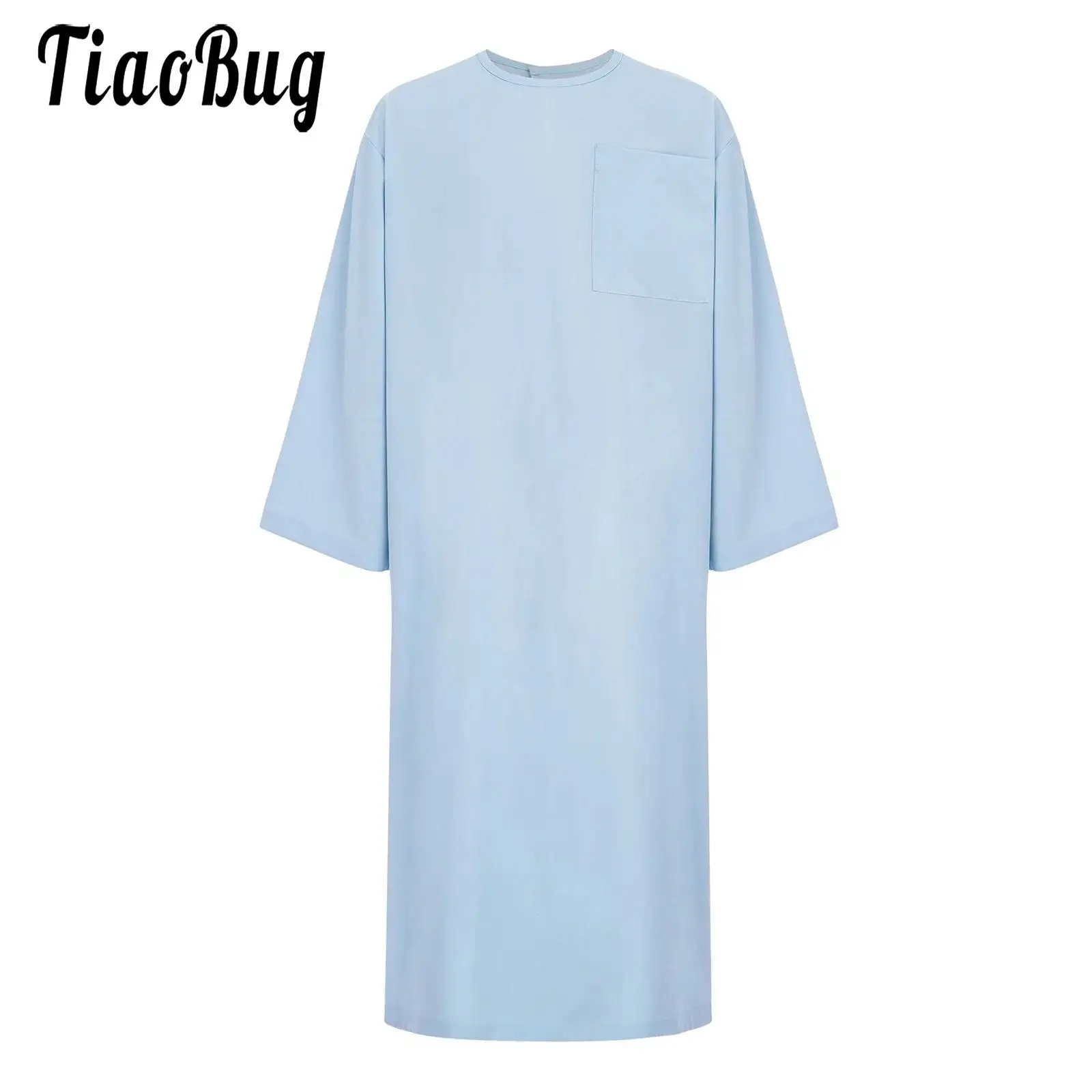 Kid Boys Girls Loose Special Needs Adaptive Clothing Long Sleeve Back Split Hook-and-Loop Fastener Robe for Patient Nursing Gown