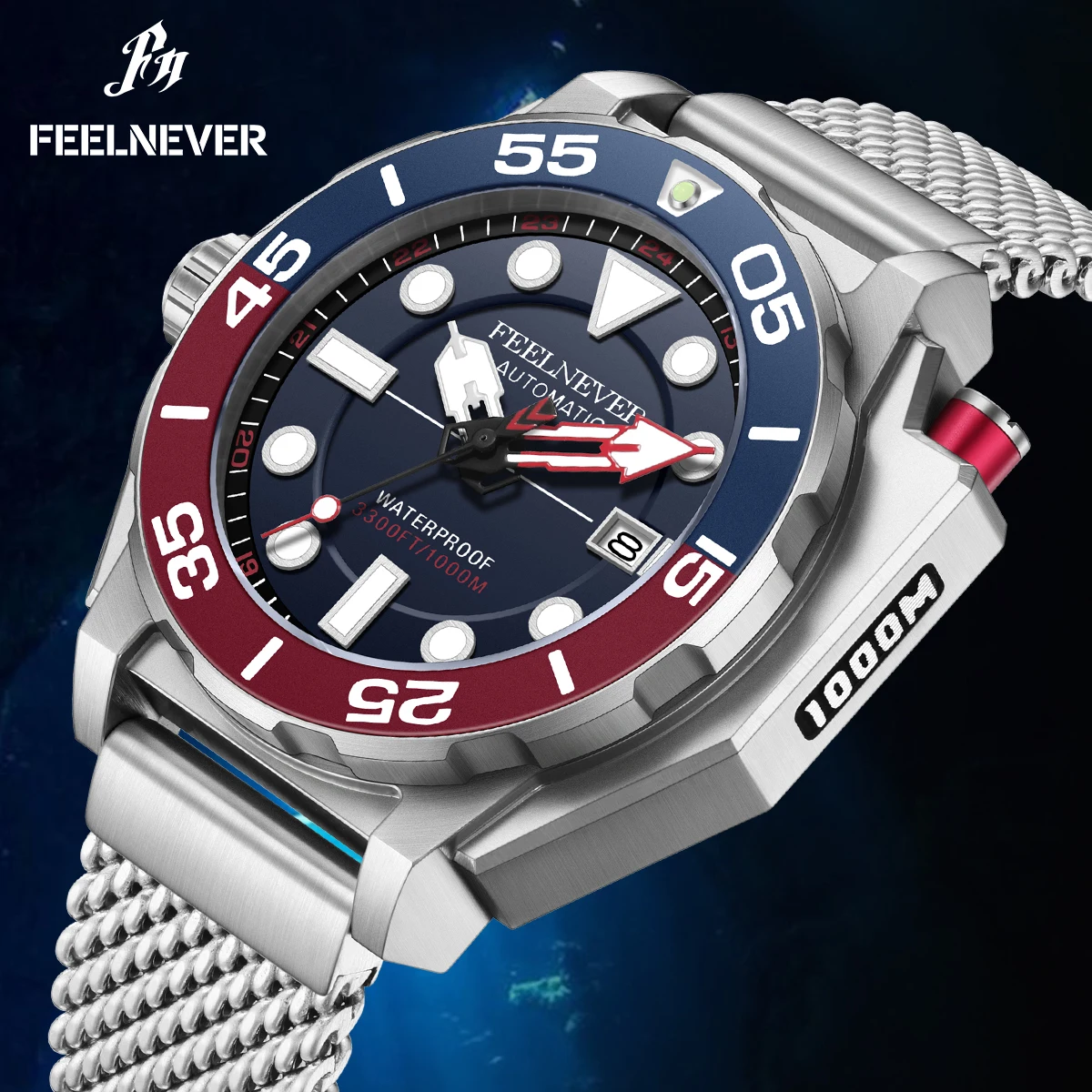 FeelNever Automatic Dive Watch Men Super Luminous Original Design 20ATM Man Wristwatch Sapphire Swim Sport Mechanical Male Watch