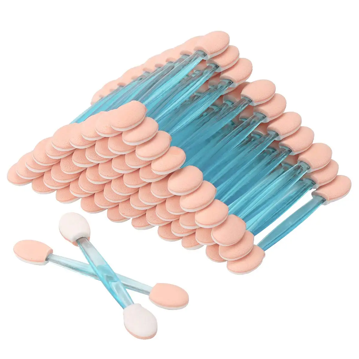 100PCS Disposable Dual Sides Eye Shadow Sponge Applicator Eyeshadow Brushes Makeup Brush Blue Colors