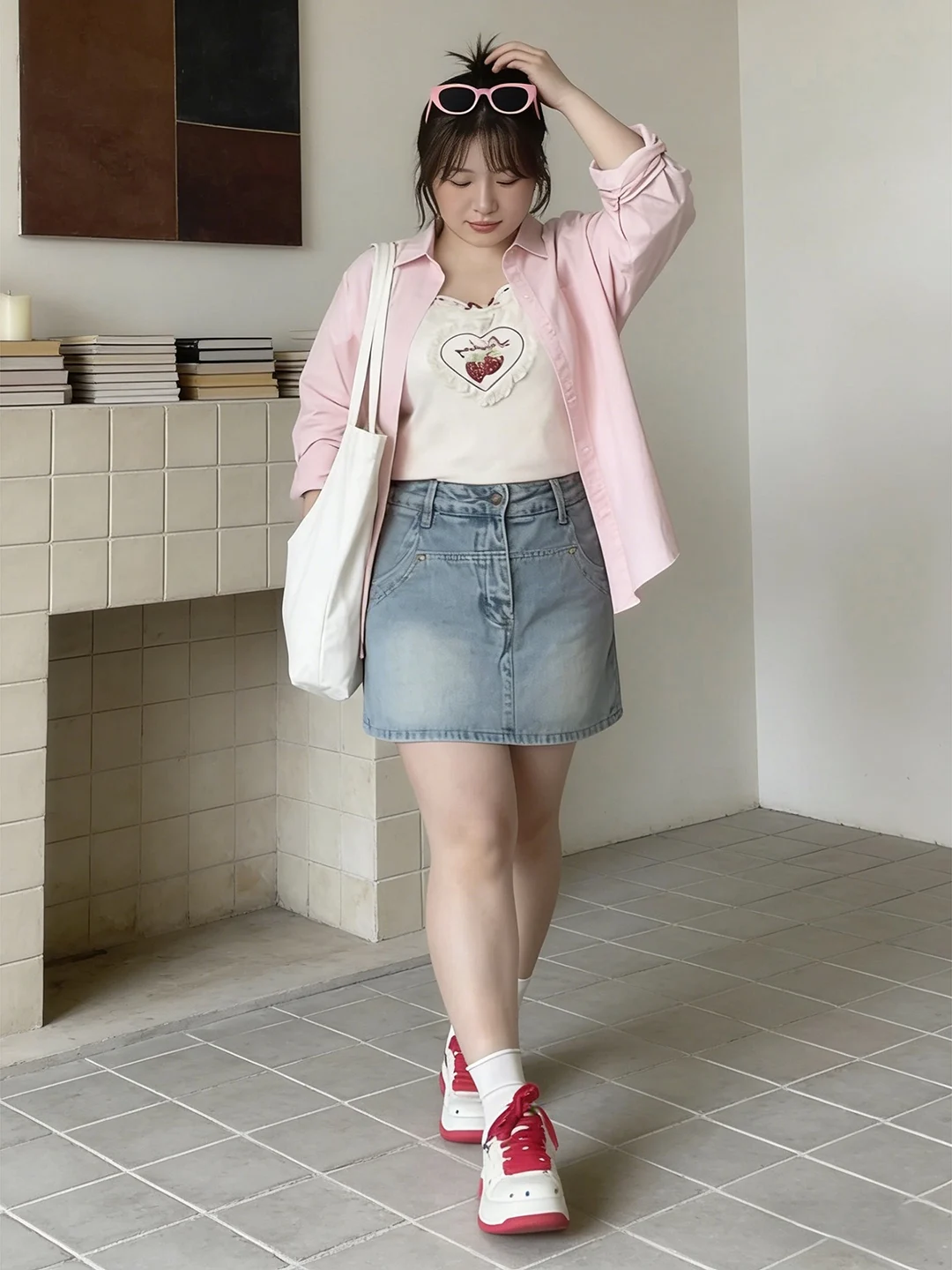 Falda pantalón vaquera de talla grande, cintura alta, corte en A, holgada, informal, de verano, para mujeres con forma de pera, estilo coreano