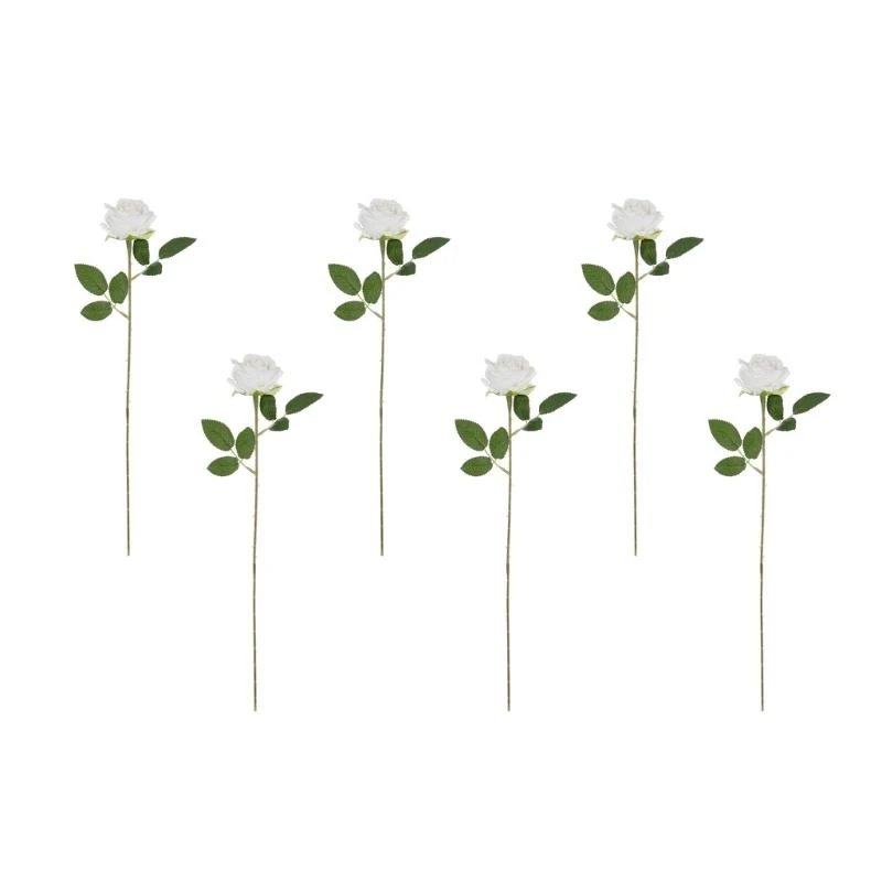 Set of 6 Pack Sturdy Flocking Simulation Roses Portable Fashion Accessory for Bouquets and Interior Elegant Designs 15UB