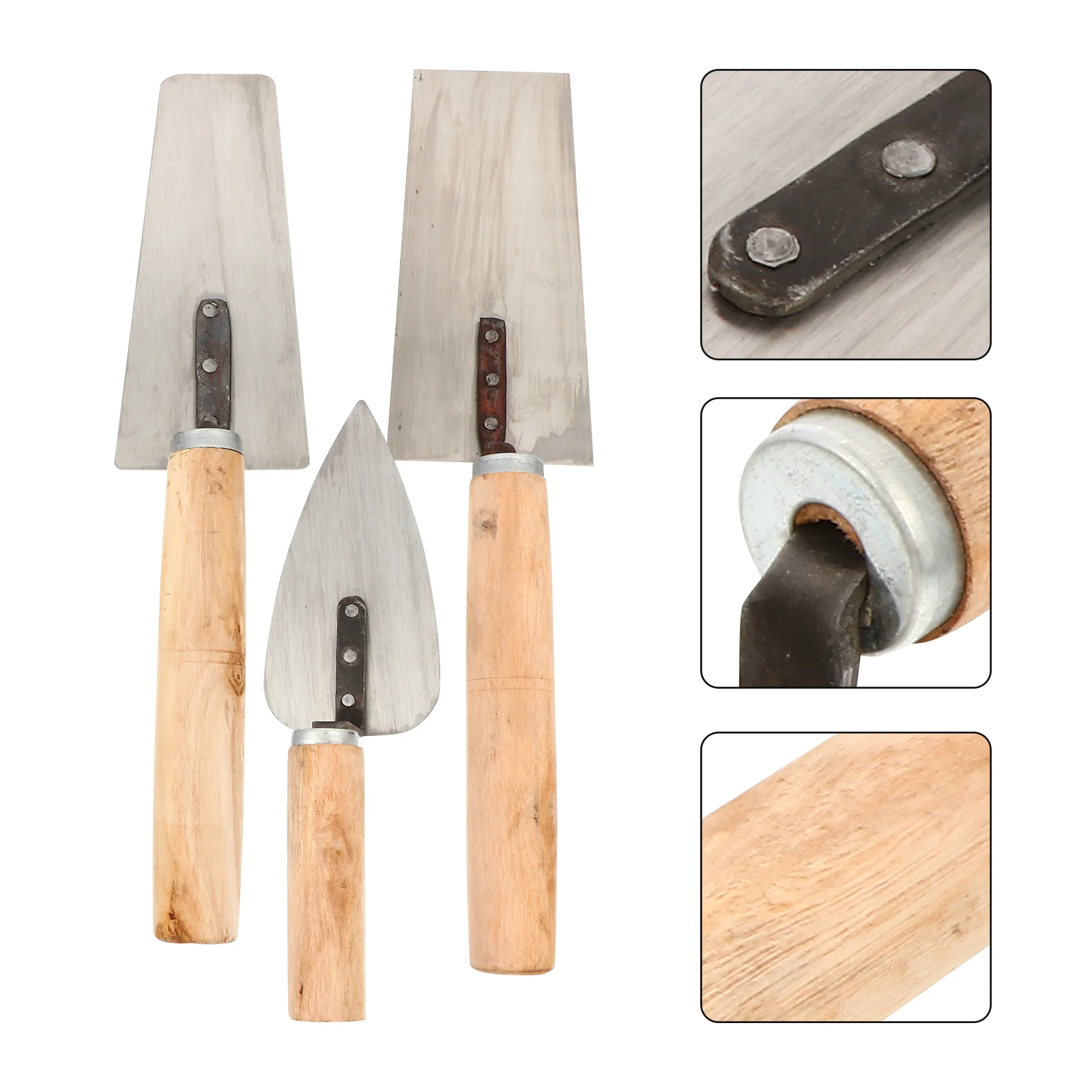 Stainless Steel Wood H Trowel Plaster Construction Spatula Putty Bricklaying Tool Kit Mortar Scraper Professional