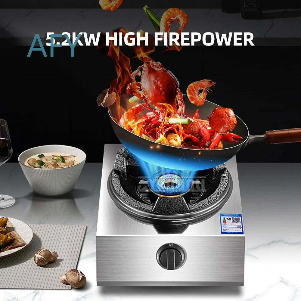 Single Stove Liquefied Gas Cooktop with Pulse Electronic Ignition for Home Kitchen Use Thickened Burner for Gas Stove for