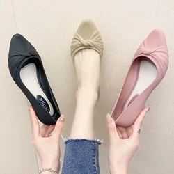 Ladies Casual Slip-on Shoes Waterproof PVC Shallow Low Heel Pointed Toe Loafers Woman Work Shoes Footwear Pumps Plastic Sandals