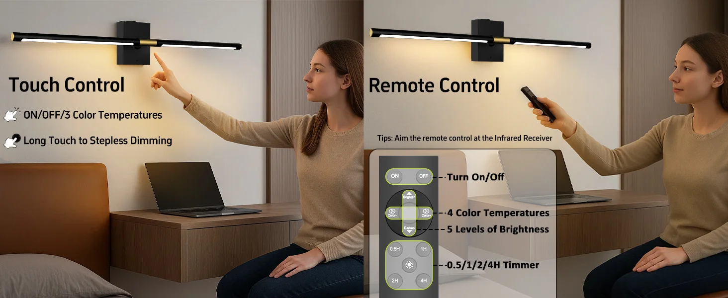 wall sconce with touch and remote control