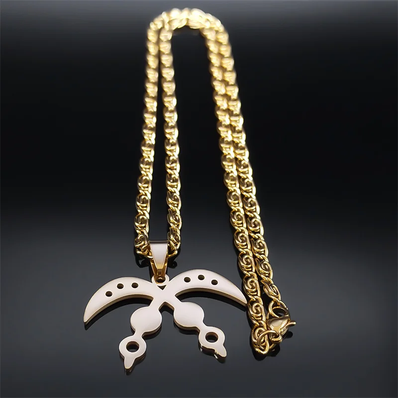Africa Symbol Adinkra Akofena Necklace Women Stainless Steel Gold