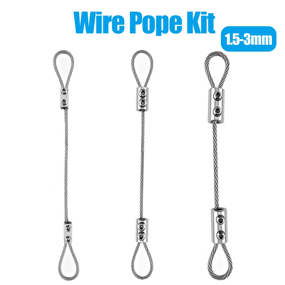 Adjustable 1.5-3mm Fused Steel Wire Rope Vertical Double Hole Fastening Kit, Used for Hanging Art Painting Decorative Lights