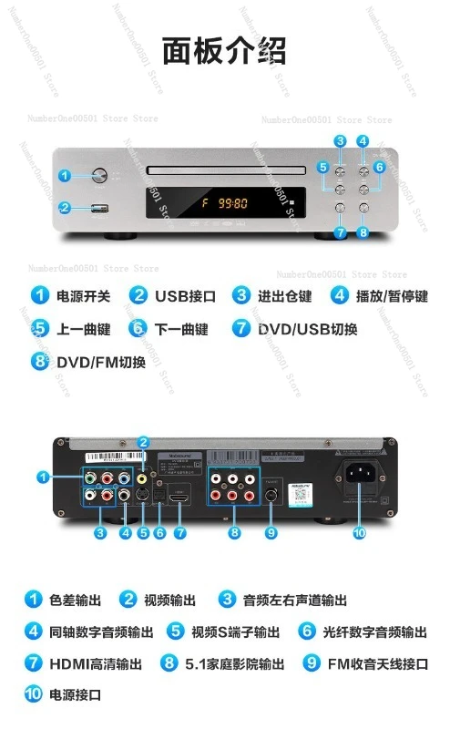 DVD-925 Home DVD Upgraded Disc Player High Definition Fever CD Player HDMI