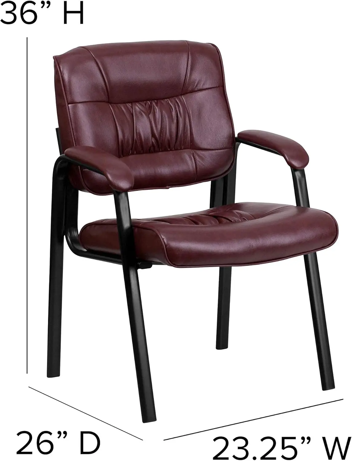 Bury Leathersoft Executive Reception Chair With Bla Metal Frame
