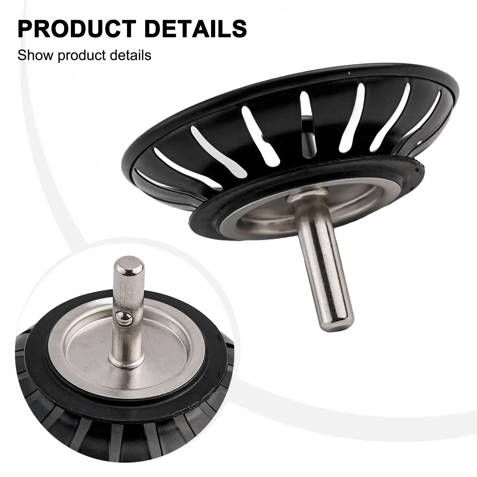 Easy To Clean Hole Blockages Replacement Strain Drainer Filter Fitted Finger Rubber Seal Kitchen Sink Replacement