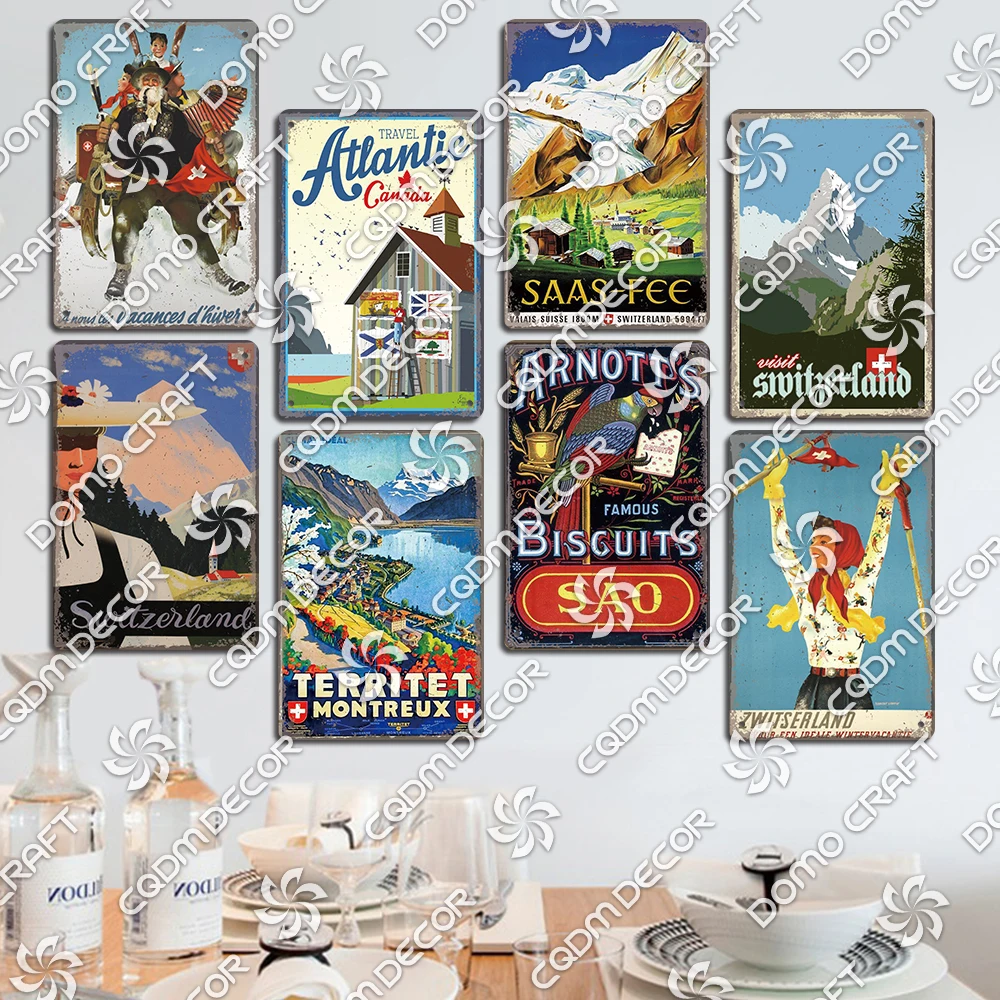 Szwajcaria Sceneria Plaque Tin – Home Decor Zurich recenzja i cena