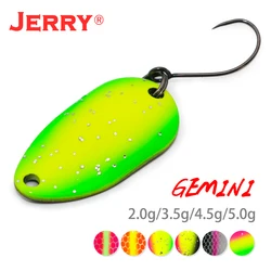 Micro cuillères de pêche caution Gemini pour truite, leurres métalliques, appât spinner, paillettes, couleurs UV, vente en gros, 2g, 3.5g, 4.5g, 1 pièce