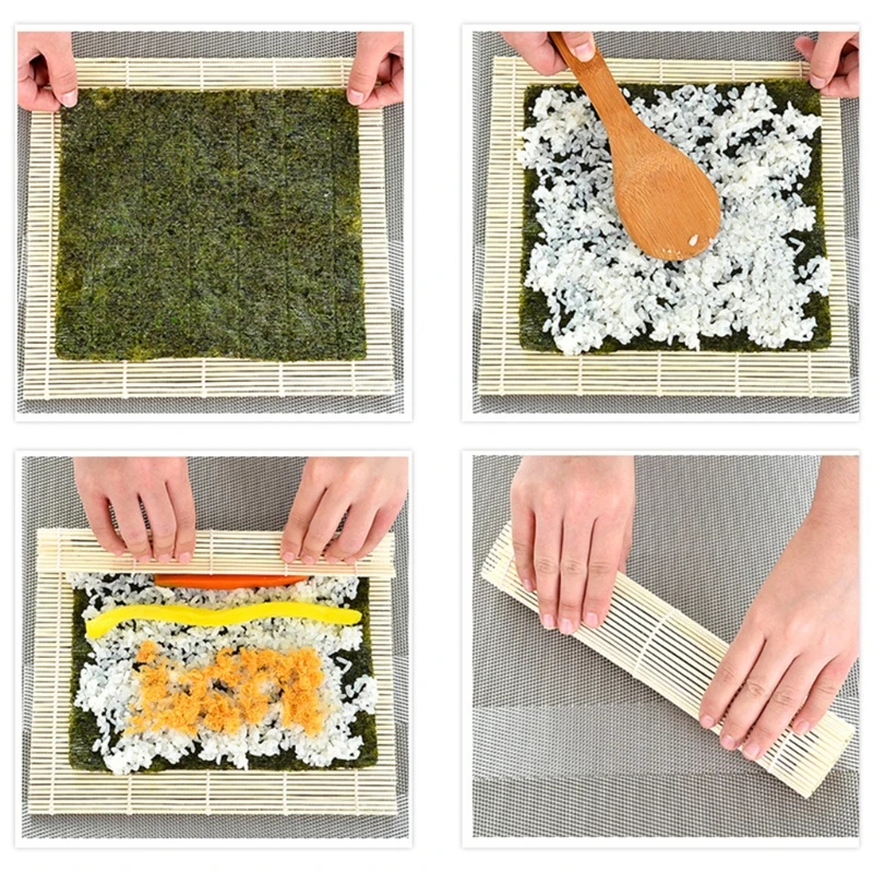 Kitchen Sushi Mat Natural Bamboo Sushi Making Rolling Mats Durable For Beginner